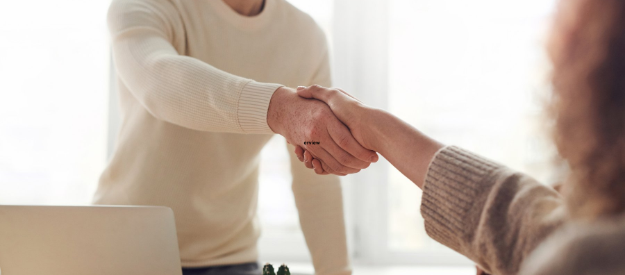 Man interviewing a woman